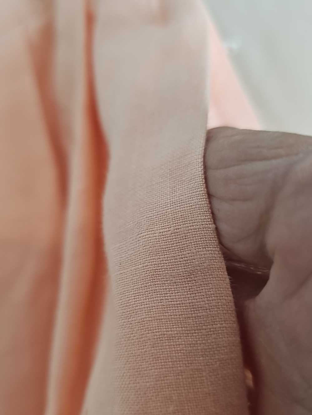 Vintage Anne Crimmins Pleated Midi Skirt with Lace Panel - Peach 100% Linen - Picture 6 of 8